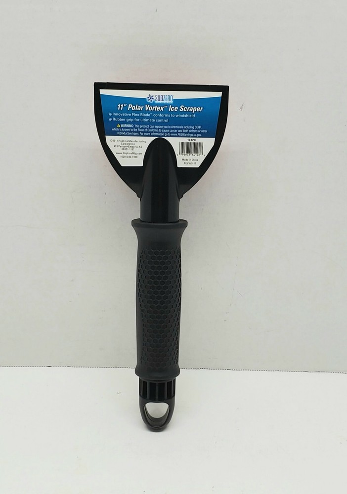 Subzero 11" Polar Vortex Snow and Ice Window Scraper, Rubber Grip Handle