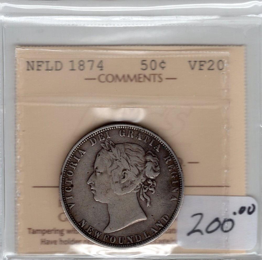 NFLD 1874 50 cent VF 20