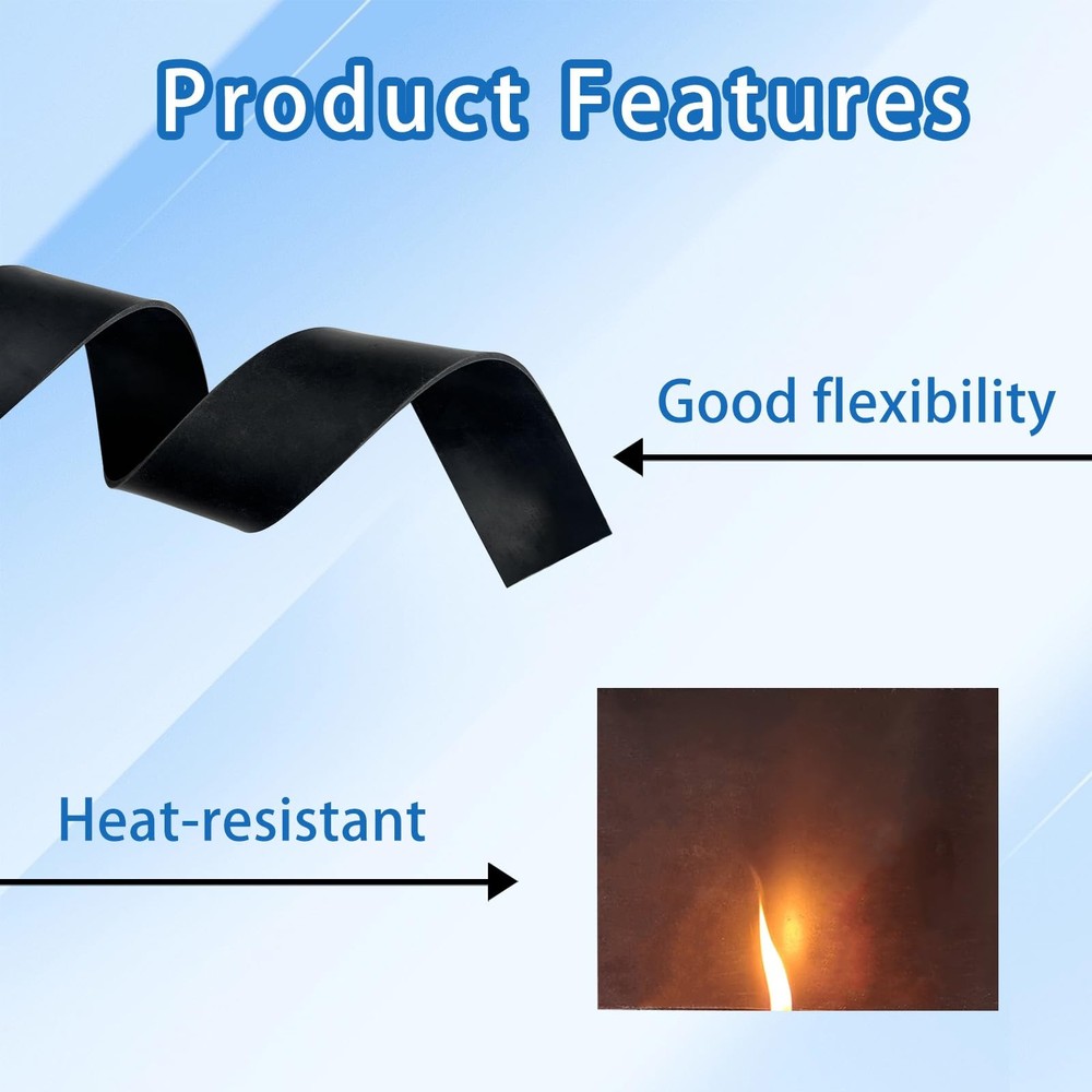 Black Solid Rubber Strip, 1/8 (.125)" Thick X 12" Wide X 10'Long, Solid Flat ...