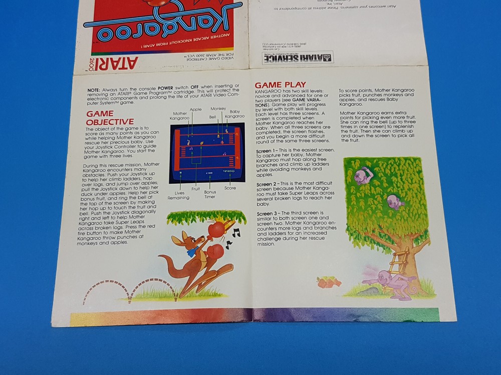 Kangaroo Atari 2600 Authentic Manual Only