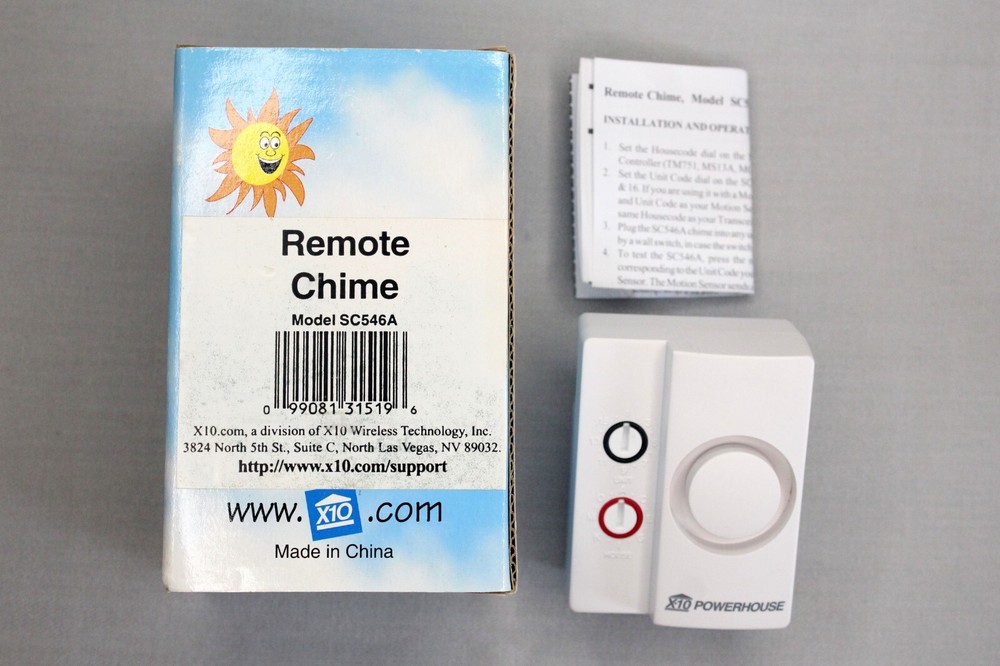 X10 Powerhouse Remote Controlled Chime Model SC546A