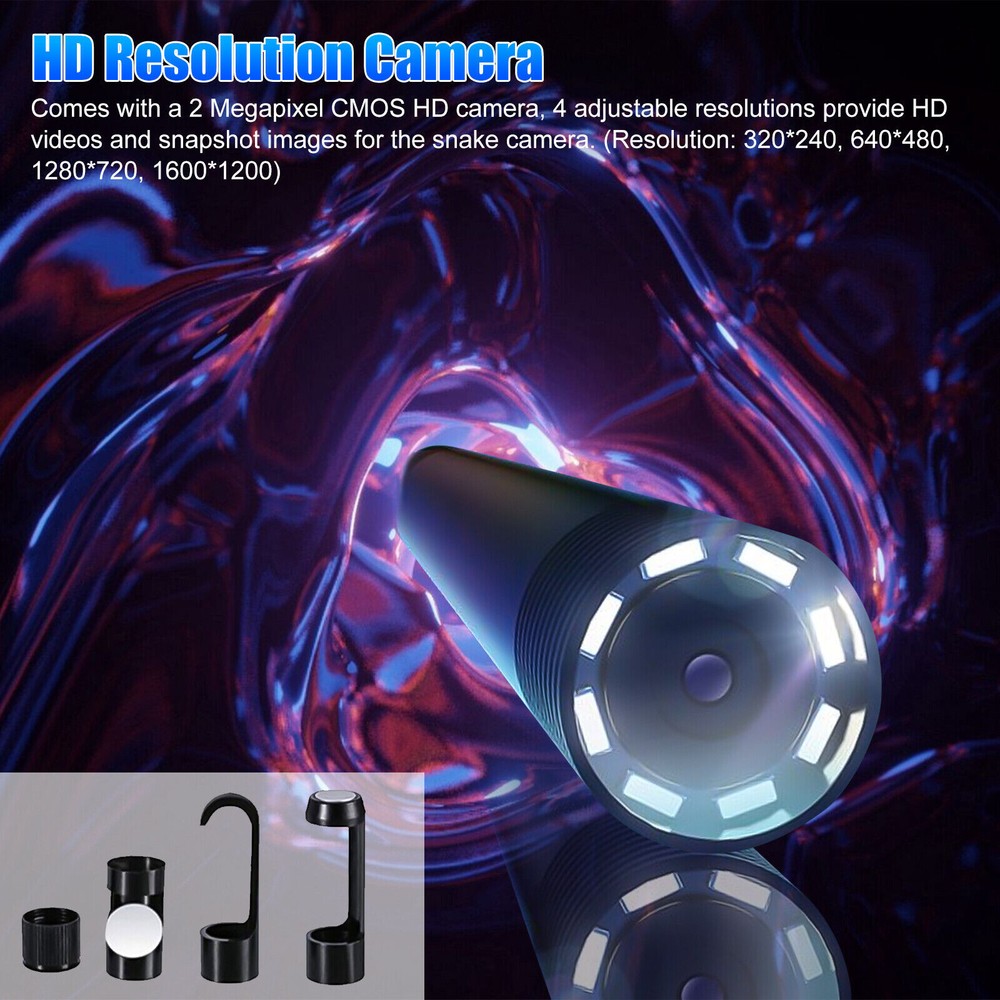 5M 8LED WiFi Borescope Endoscope Snake Inspection Camera for iPhone Android iOS