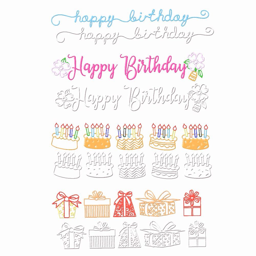 4 Patterns Plastic Template Embossing Folders for Card Making Happy Birthday ...