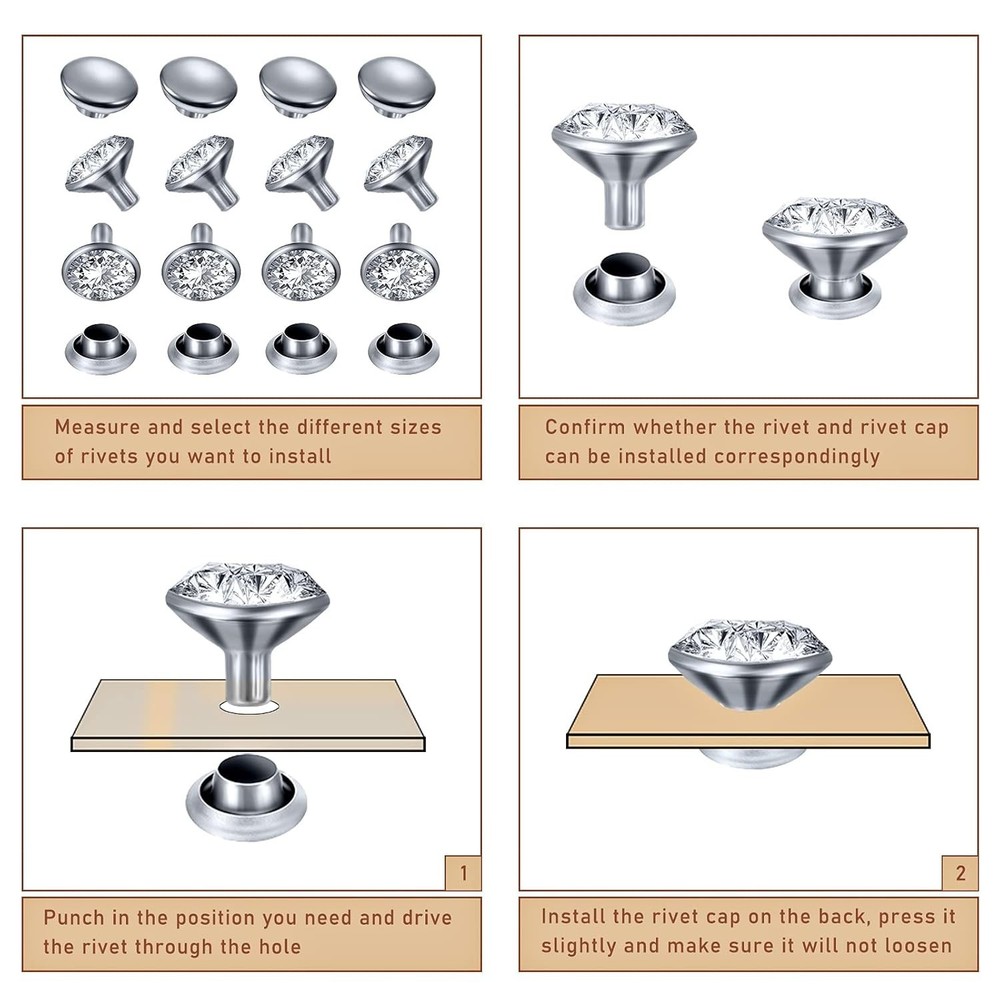 Sparkling Rhinestone Studs - Silver Rivets for Clothing