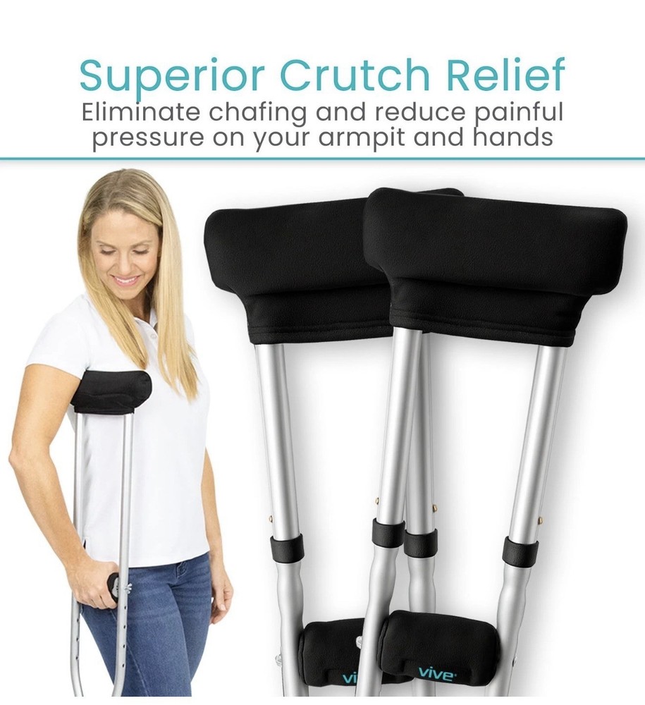 Vive Premium Crutch Pads & Hand Grips - Comfortable, Breathable, Machine