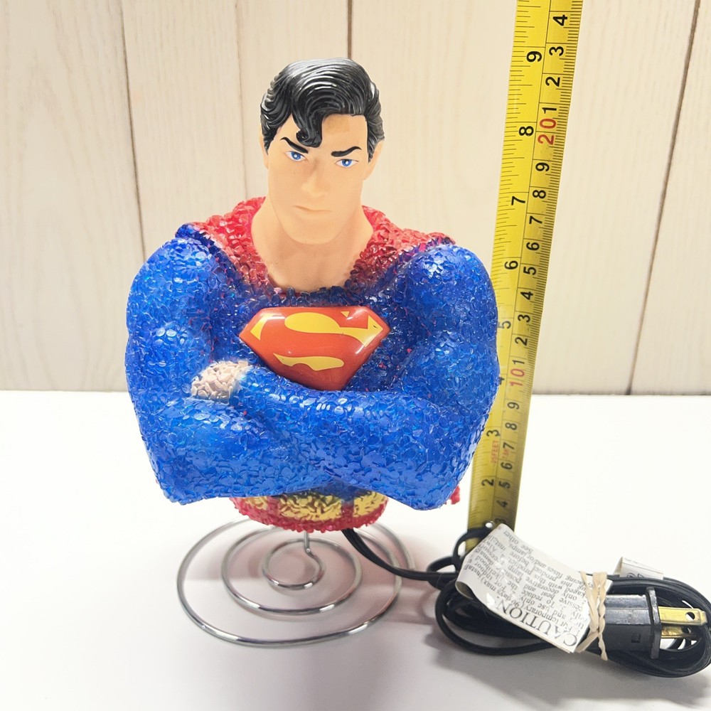 Superman Popcorn Table Lamp Night Light 9" DC Comics Textured Plastic Works
