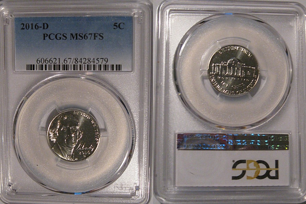 2016 D Jefferson Nickel 5c PCGS MS67FS Full Steps