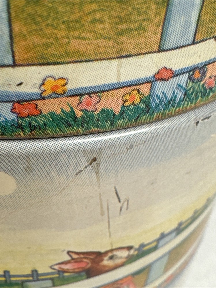 Vintage Bunny Tin 4 Layers Easter Spring Container