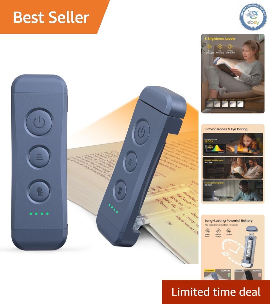 Portable LED Clip-On Reading Light with Eye-Caring Technology for Nighttime Use