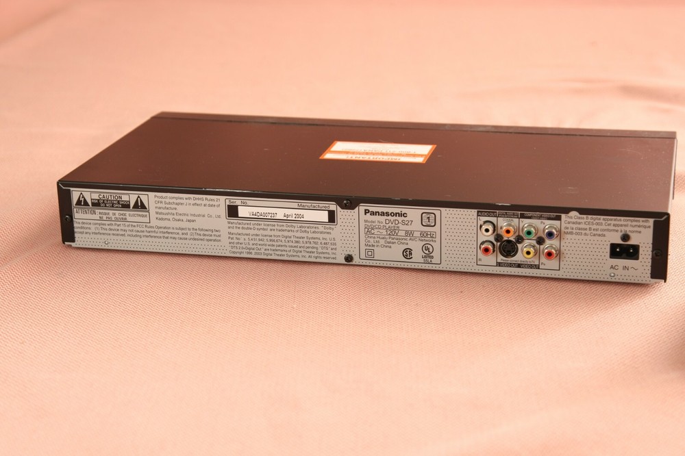 Panasonic DVD-S27 DVD CD Player Black Color Tested