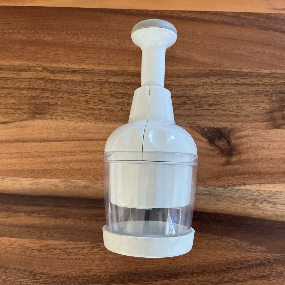 Pampered Chef Push Function Food Chopper  White Cracked Plastic