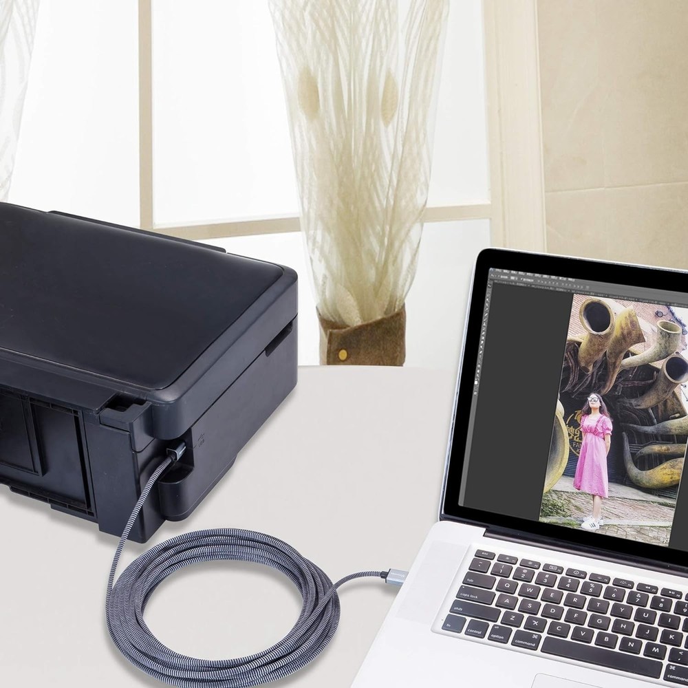 Printer Cable 3ft,USB Braid USB 2.0 Type A Male to B 3ft/1m