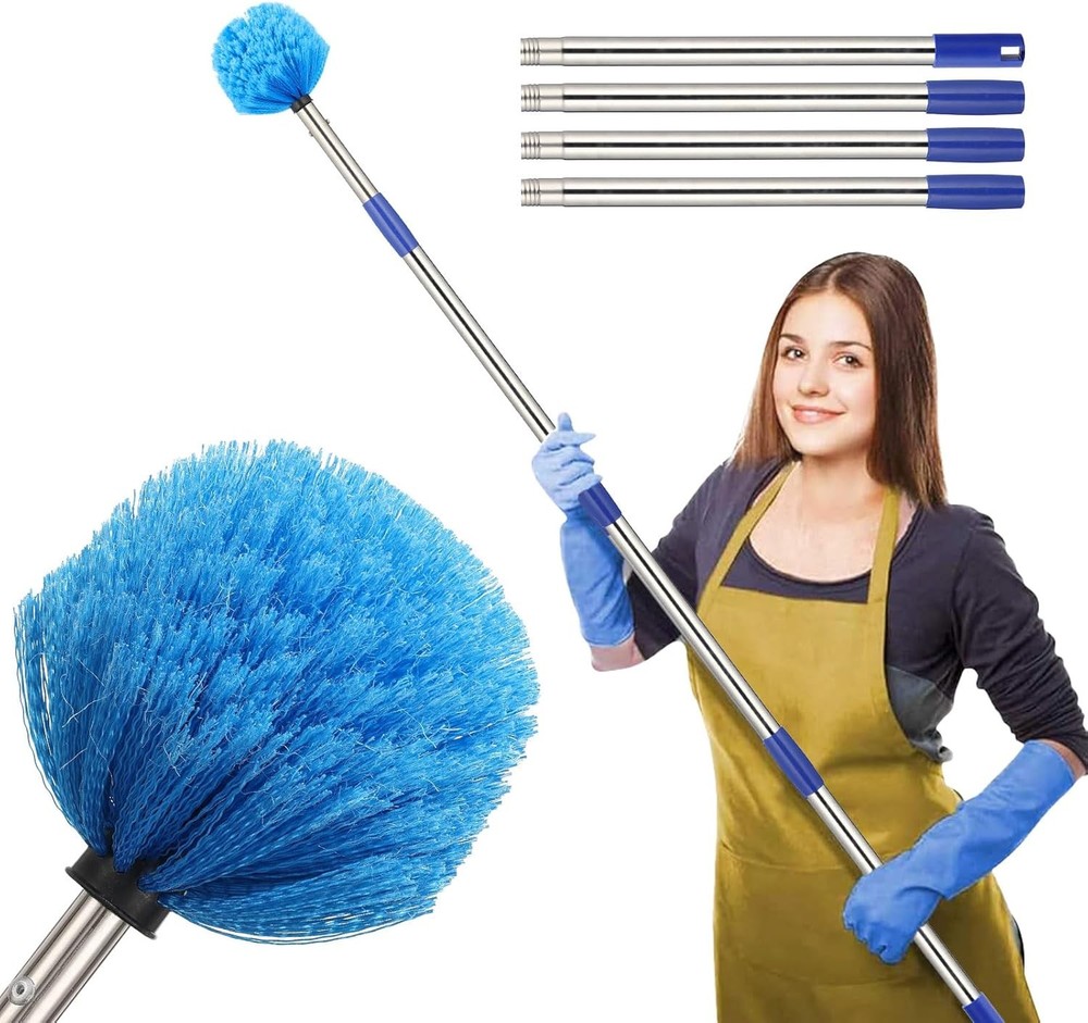 Duster, Cobweb Duster with Extension Pole, Medium Stiff Bristles Cobweb Duster H