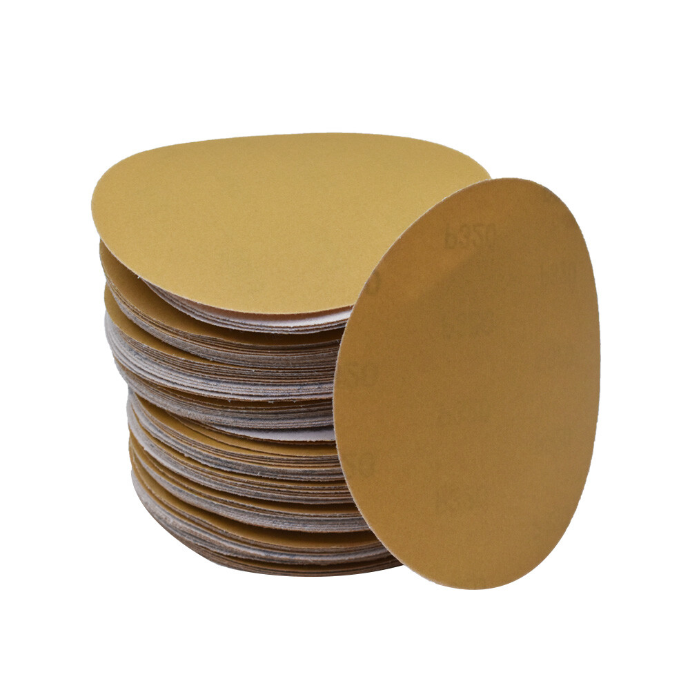 100 Pcs 320 Grit 5" NO-Hole Disc Hook Loop Pads Sanding Discs Flocking