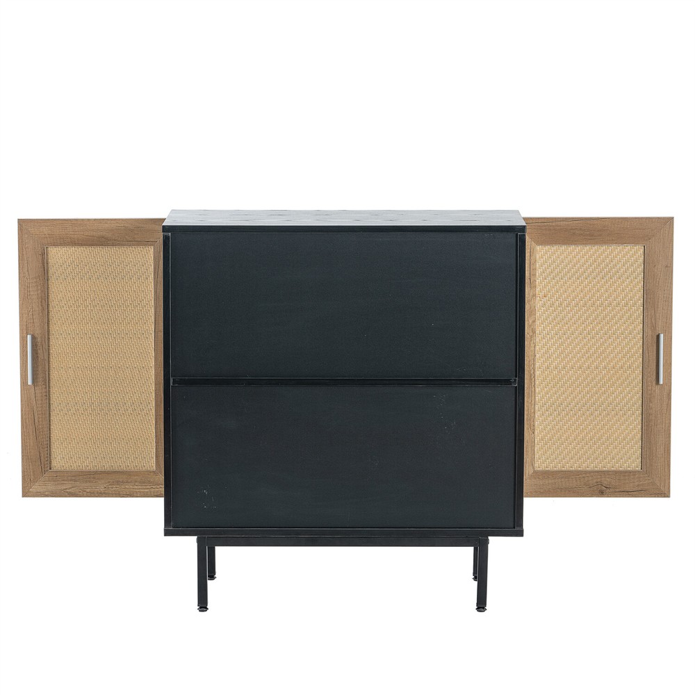 Rattan Cabinets Sideboard Buffet Storage Cabinet Accent Cupboard for Kitchen