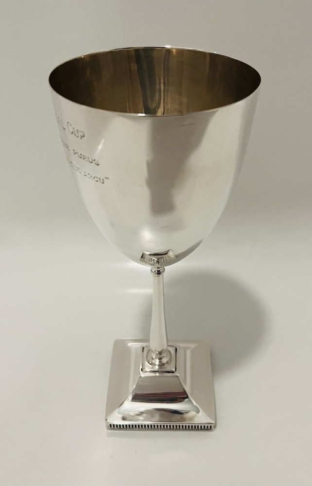 Antique Large Solid Silver Goblet Cup 19cm Tall Rare Design