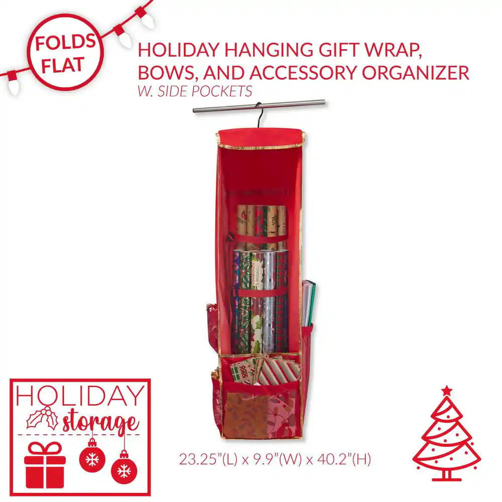 Hanging Polyester Holiday Gift Wrap Organizer