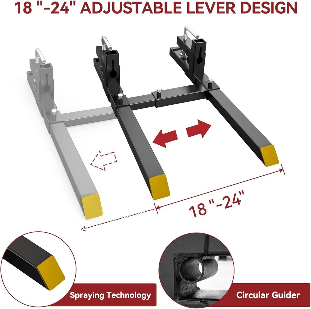 Versatile 2000lbs Bucket Fork with Adjustable Stabilizer for Safe Lifting Tasks