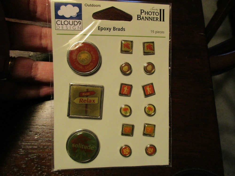 New!  Epoxy Brads from Cloud 9 Outdoors Theme 15 pieces