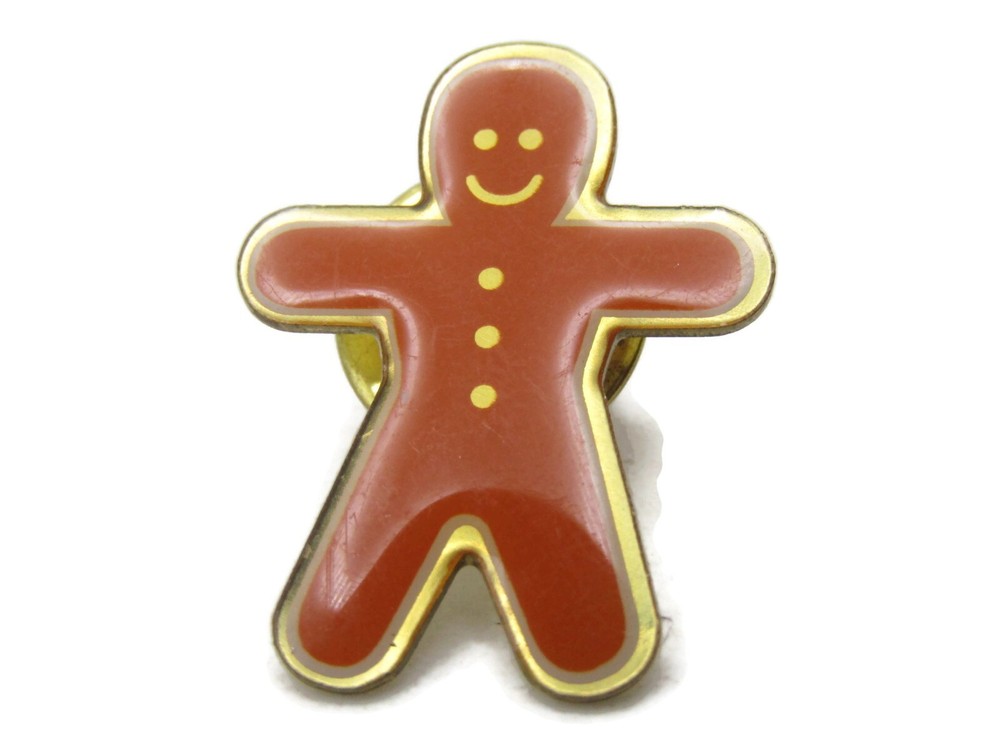 Ginger Bread Man Pin Brown & Gold Tone