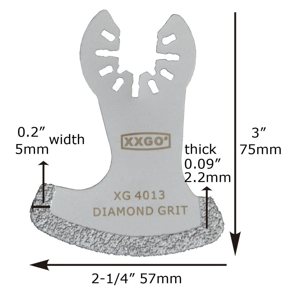 XXGO 3 Pcs Diamond Oscillating Multi Tool Segment Grit Grout 3 PCS, Silver