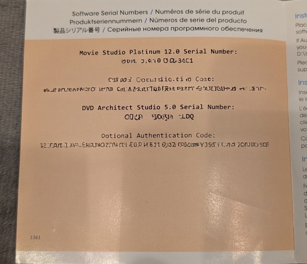 SONY Movie Studio Platinum Application Disc Software With Serial Numbers
