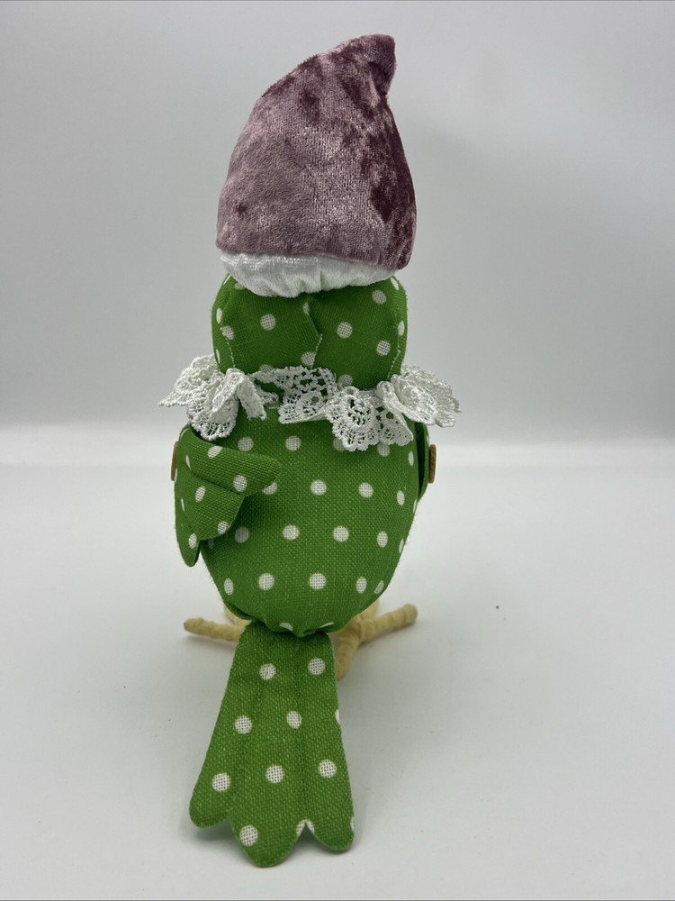 Featherly Friends Fabric Bird Green Polka Dots Easter Decor