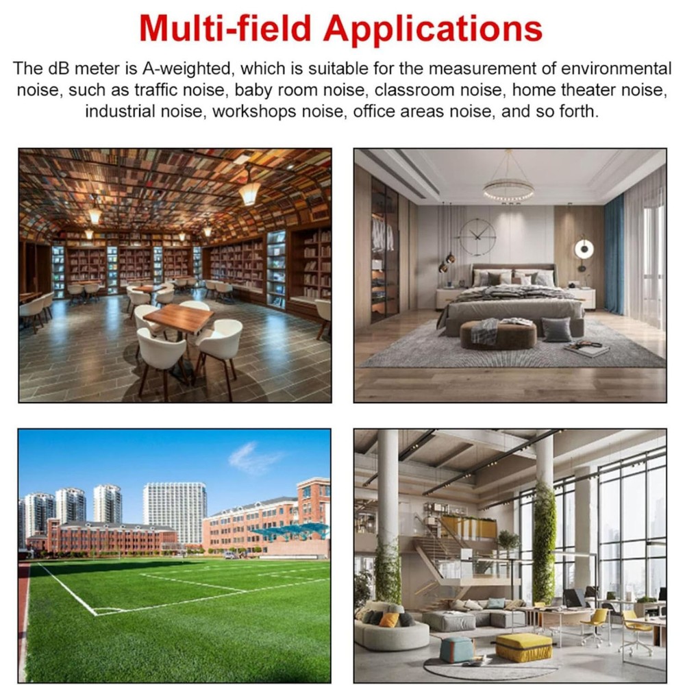 30-130dB Digital Noise Meter Decibel Reader with Over Under Range Indication