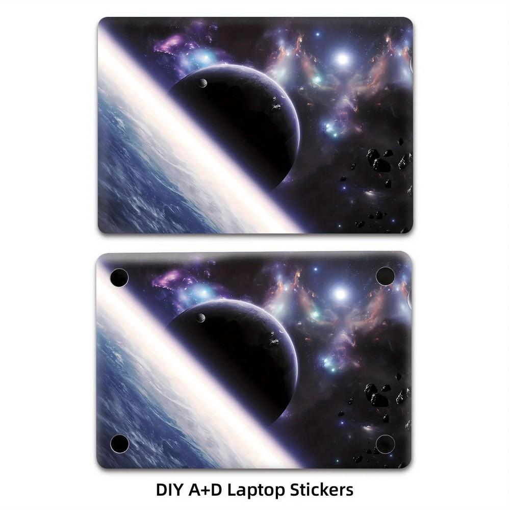 2pcs Space Nebula Galaxy Laptop Sticker Removable Decal Scratch Resistant Case