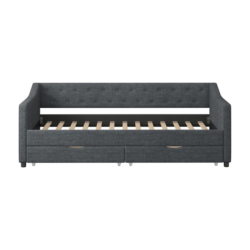 Twin Size Daybed Upholstered Bed Frame Sofa Bed with 2 Storage Drawer US