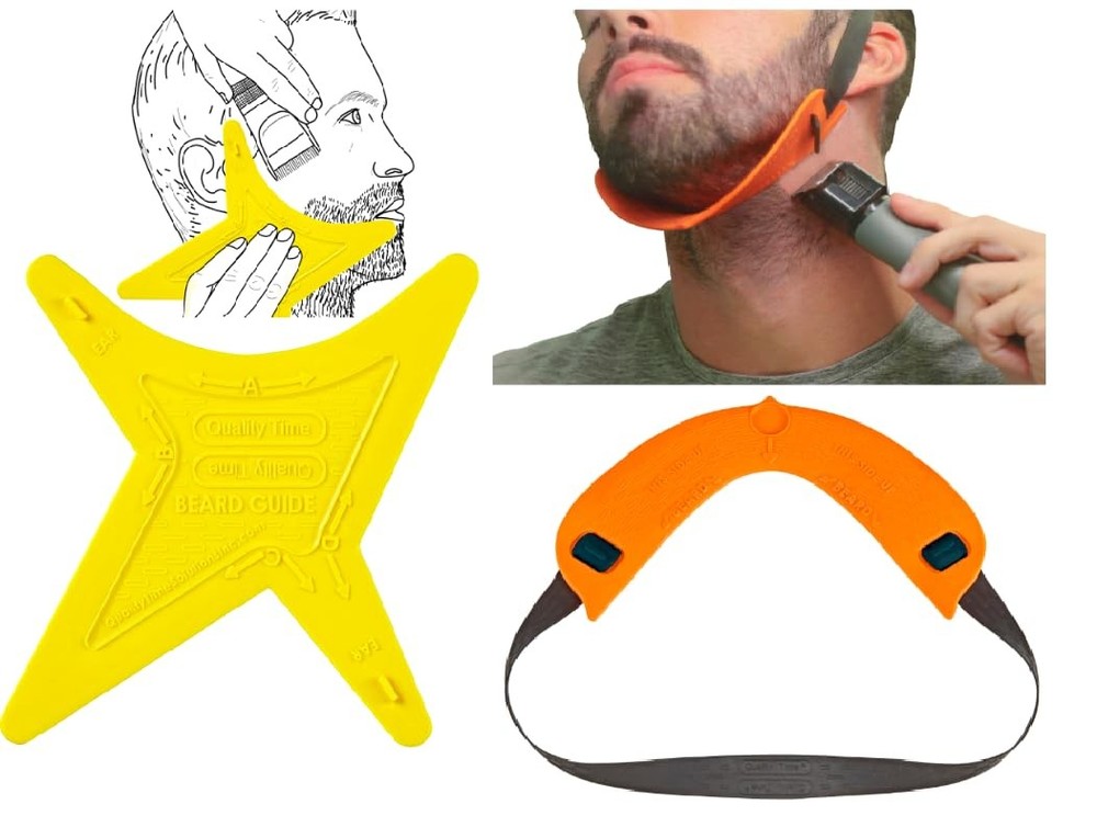 Beard Shaping Template Kit – 2 Multi-Style Beard & Neckline Guides: Hands-Fre...