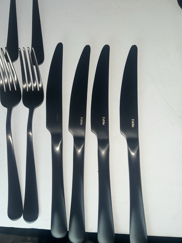 Fable Flatware 20-Piece Set (4 Place Settings) Matte Black Stainless Steel