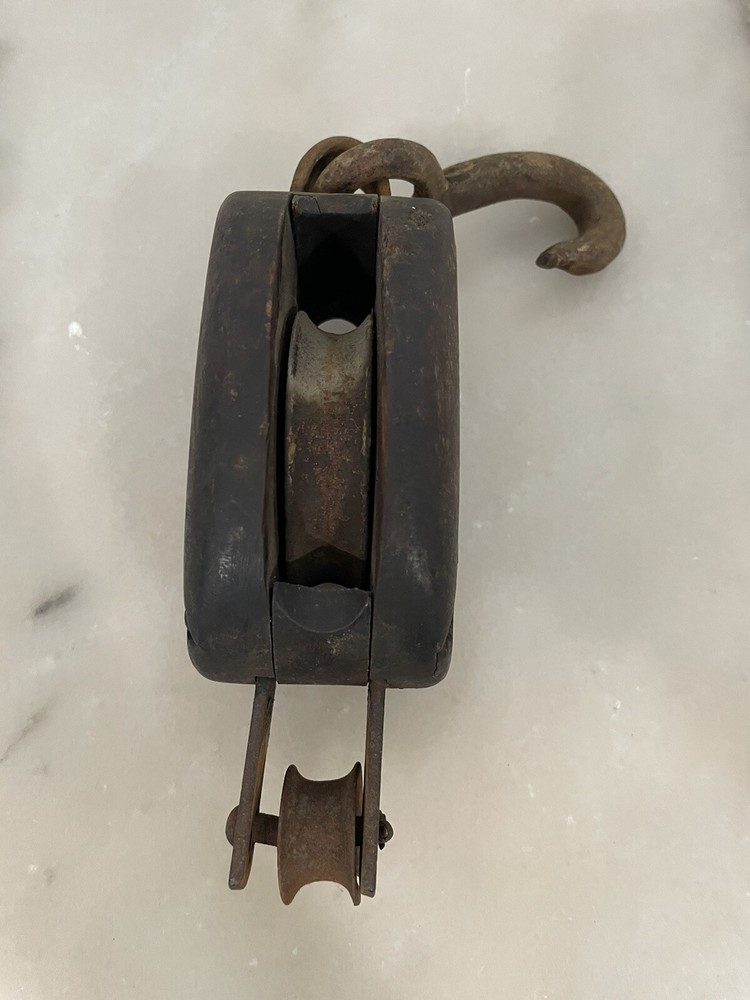 Antique Wood And Iron Pulley