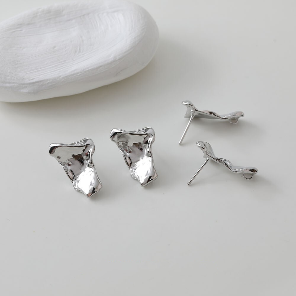 4pcs Irregular Hammered Earring Post,Geometry Irregular Stud Earrings