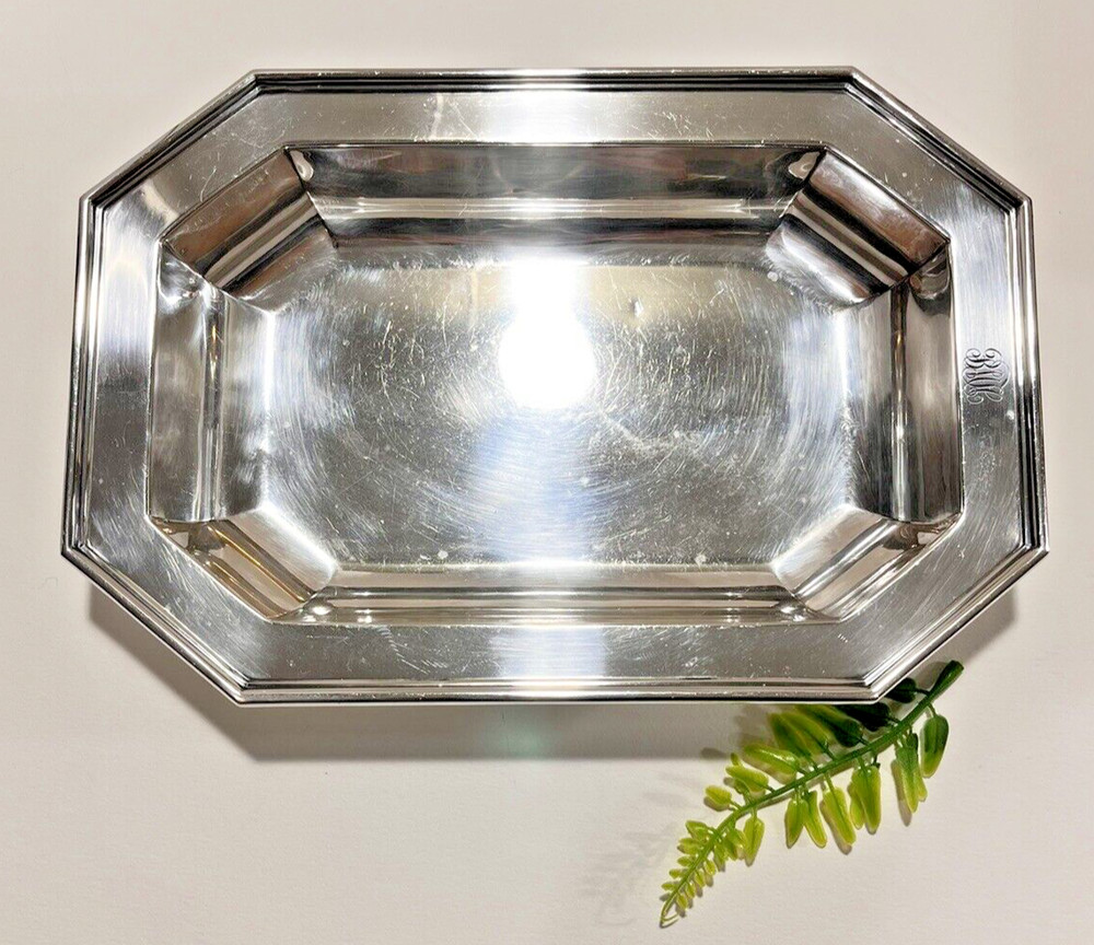 Heavy Sterling Silver Durgin Serving Dish 485 Gr. Rectangular Cut Corner