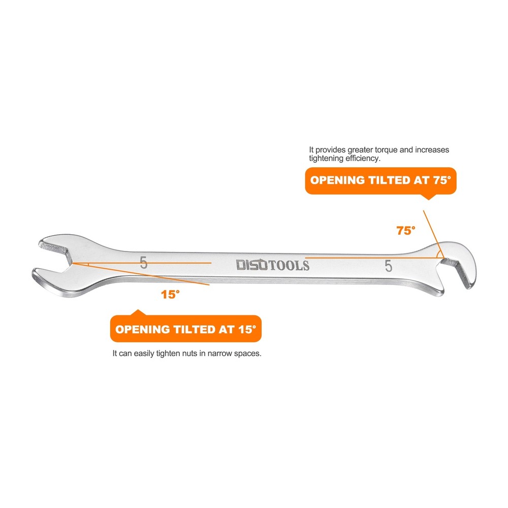 Super Thin Open End Wrench 5mm Metric Angled Open End Wrench