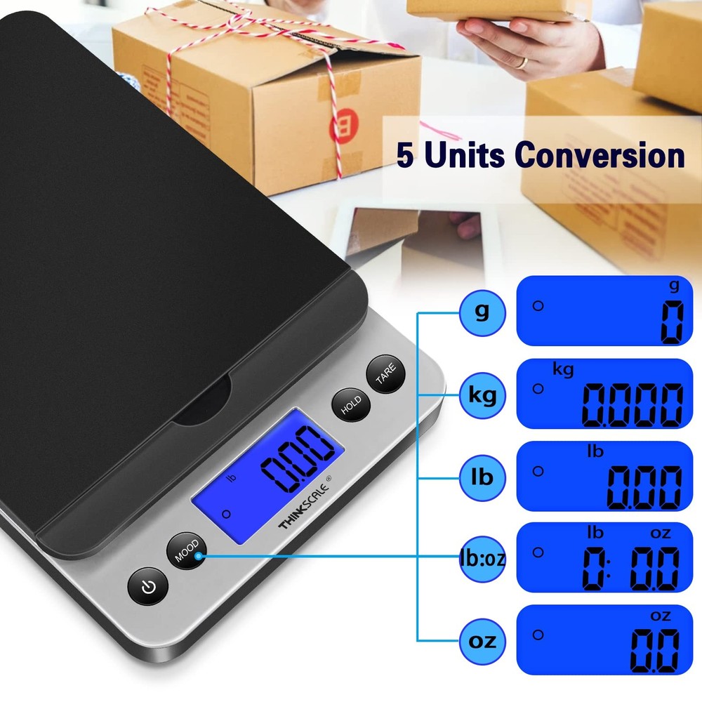 THINKSCALE Shipping Scale, 86lb Postal Scale with Hold and Tear Black