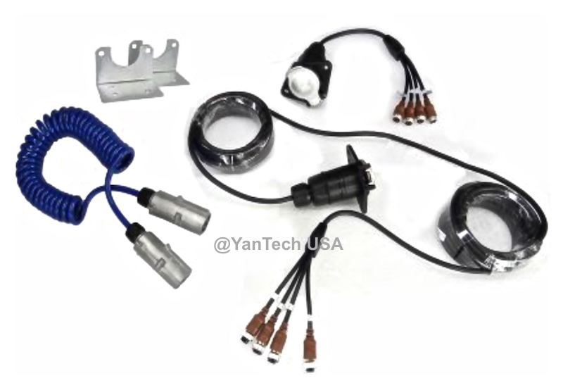 Rear View Trailer Cable Set Backup System Weatherproof 7 Contact Plug - 4 Camera