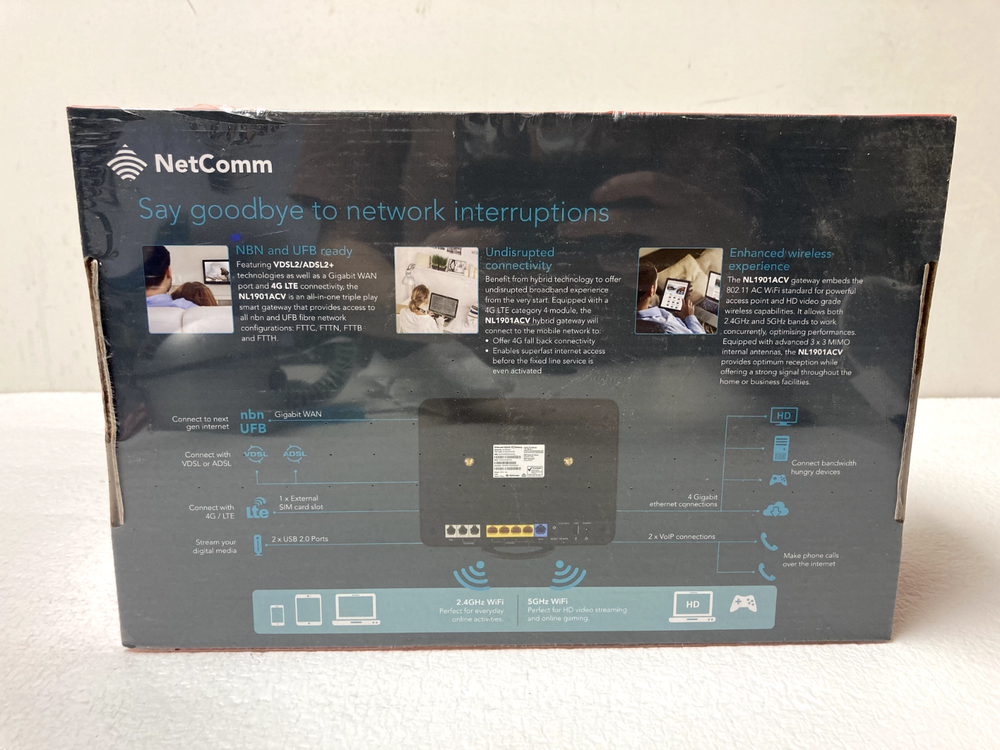 NetComm NL1901ACV | Enhanced Hybrid 4G LTE Gateway Modem Router