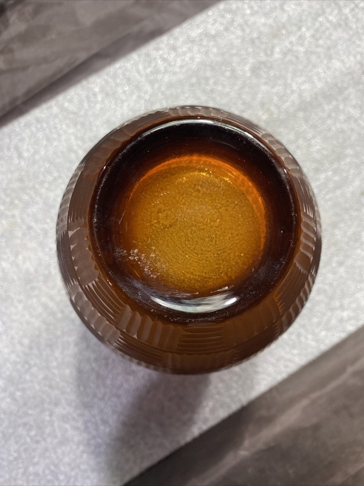 Patterned Glass Root Beer Amber Flower Vase