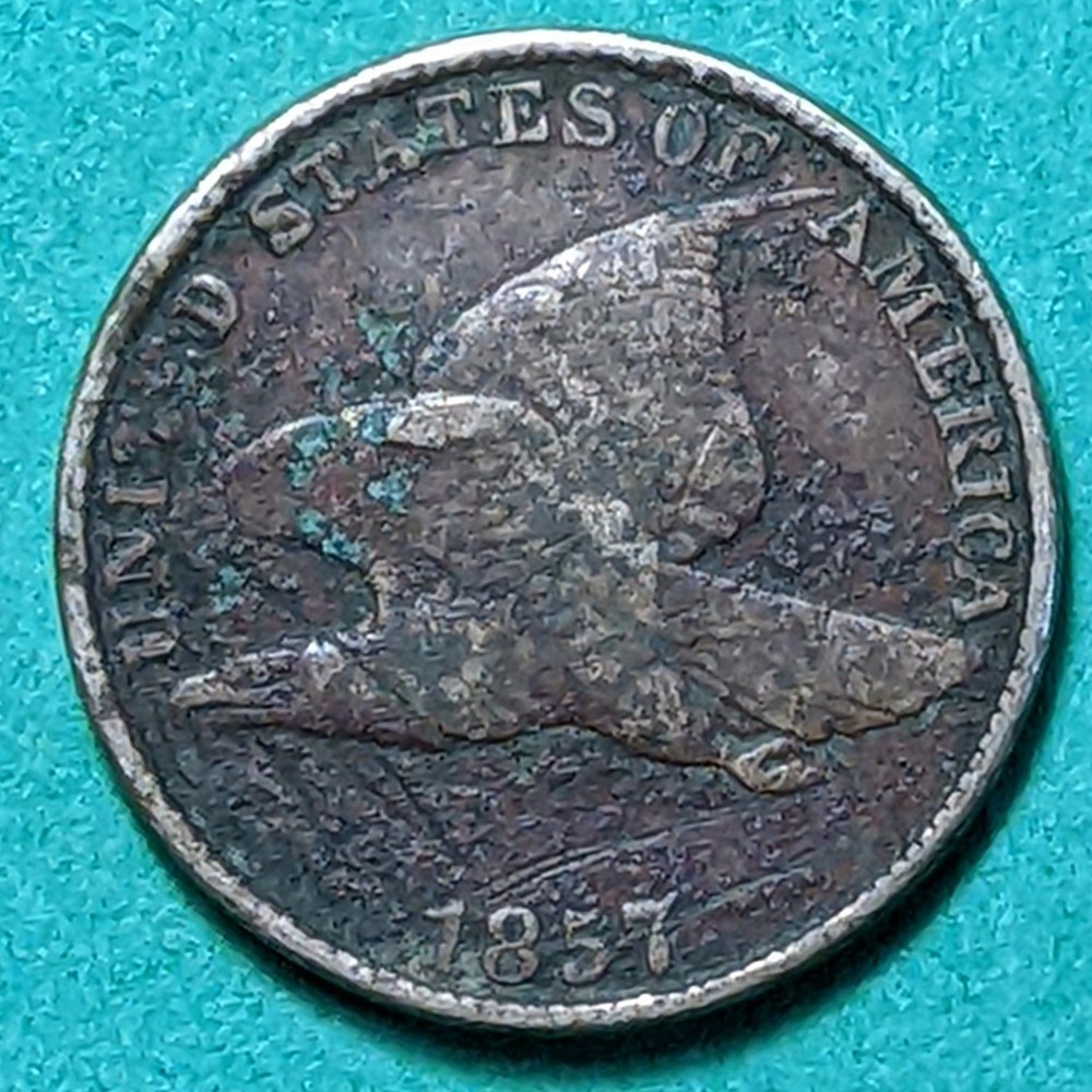 1857 Flying Eagle Small Cent, ungraded.