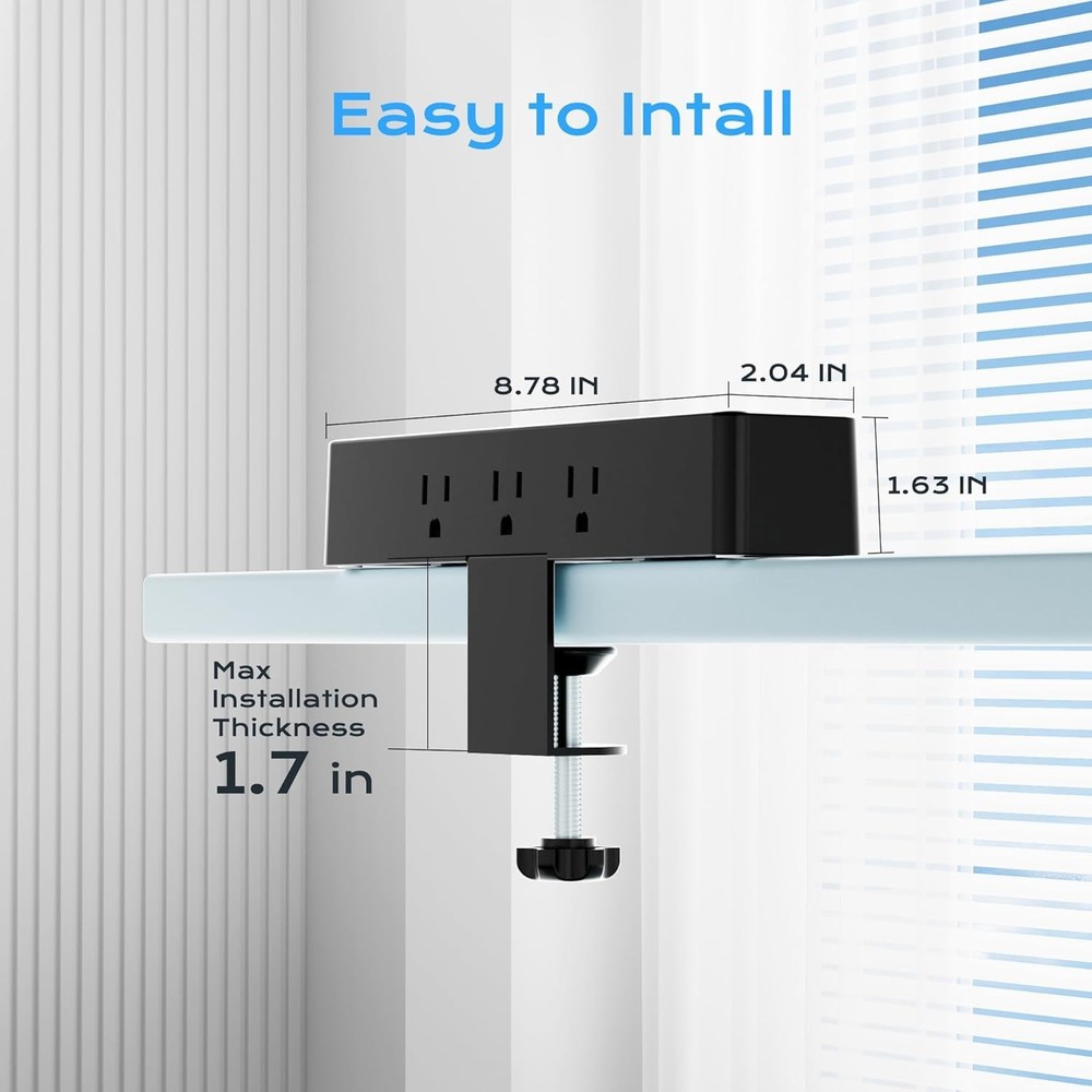 Tabletop Edge Mount Power Strip USB Charging Station