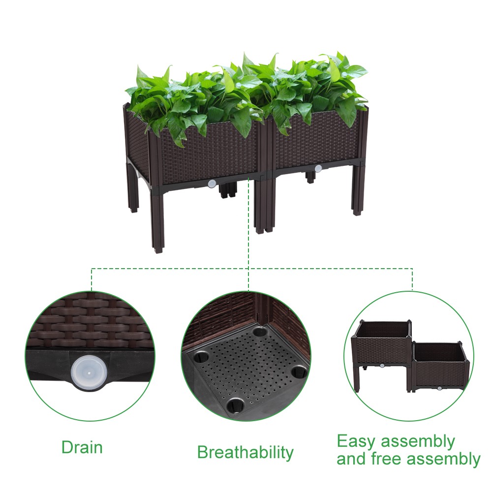 2pcs Free Splicing Injection Planting Box Brown
