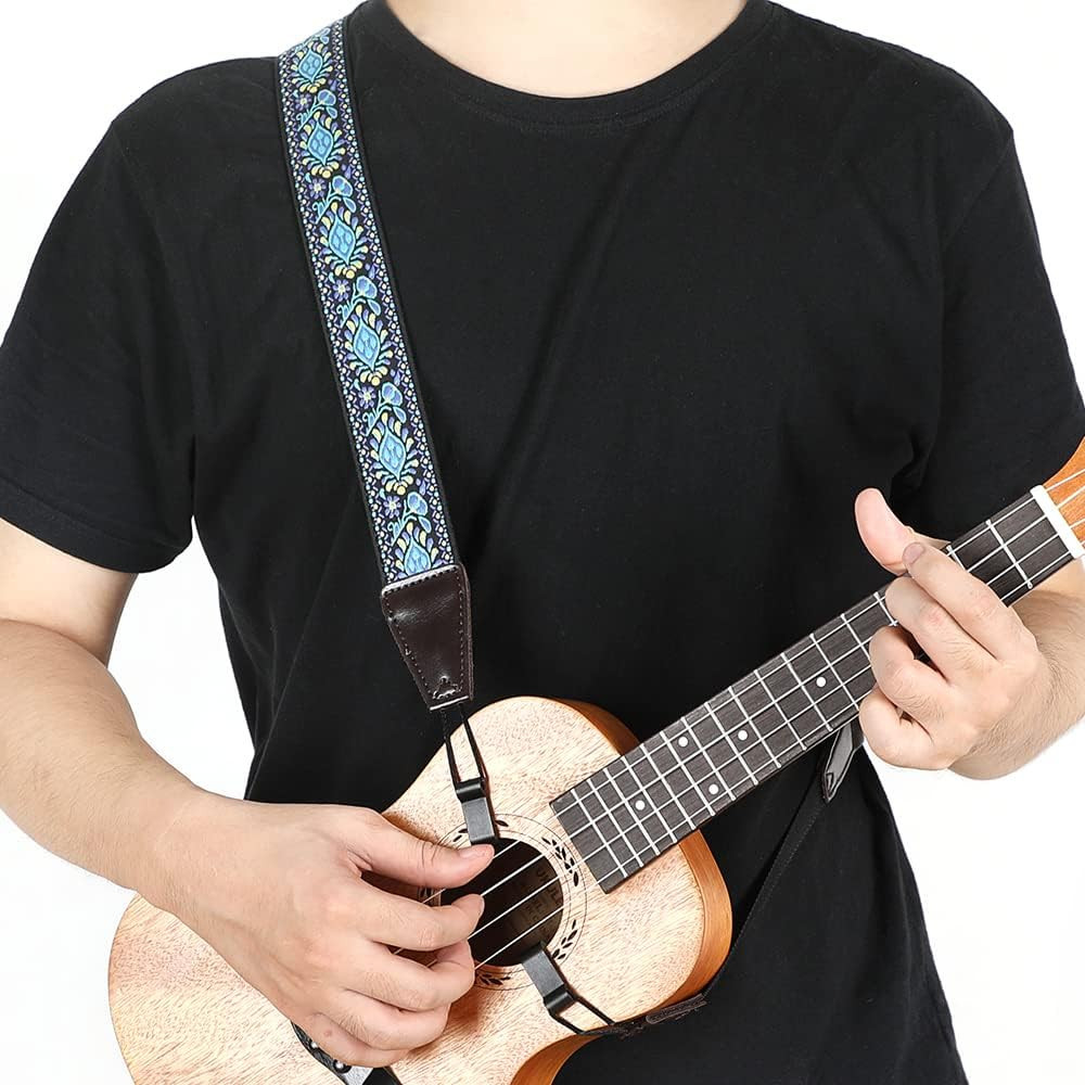 Ukulele Strap No Drill, Adjustable Double J Hook Clip on Uke Shoulder Strap, Haw