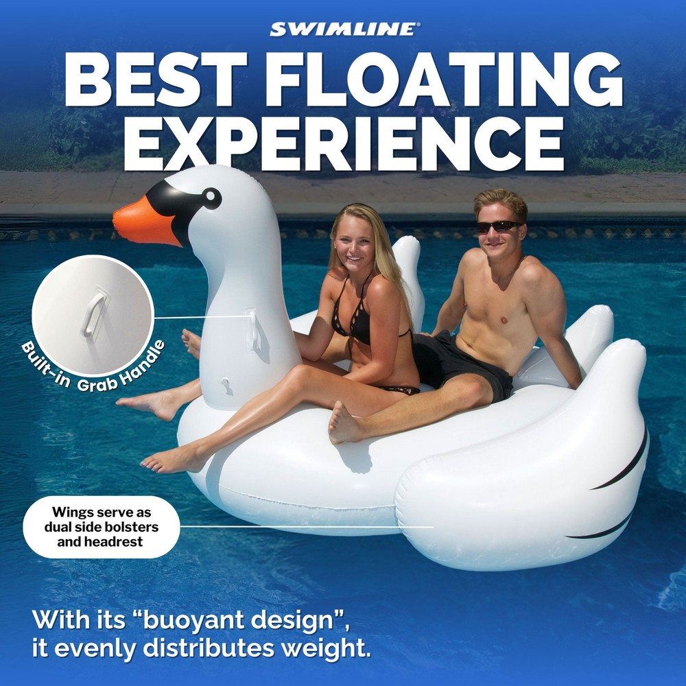Swimline Pool Rideable Swan Inflatable Float Toy (2 Pack) 75" (Open Box)