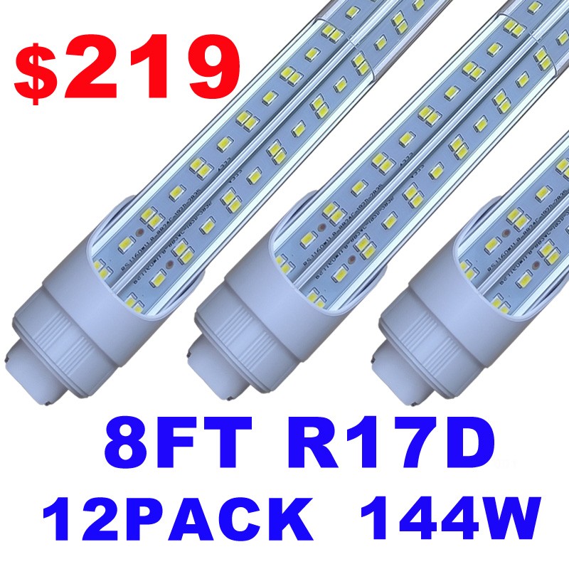 8FT R17d HO T8 LED Tube Light Bulbs 8 Foot LED Shop Light Bulb 144W Strip Lights
