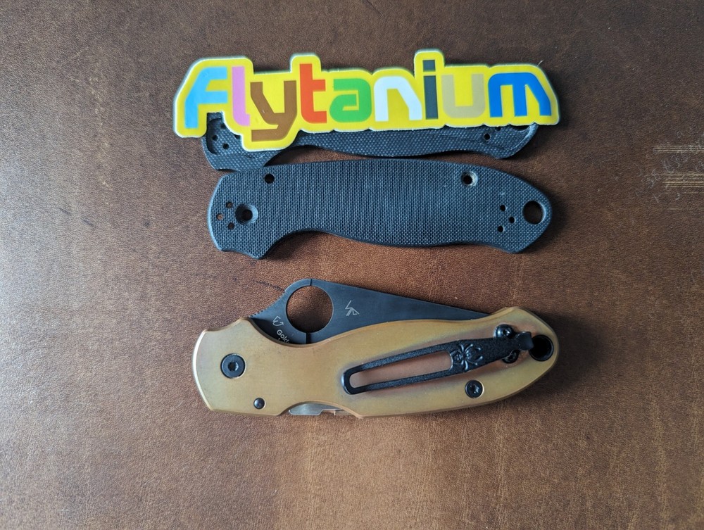 Spyderco Para 3 custom copper Flytanium scales