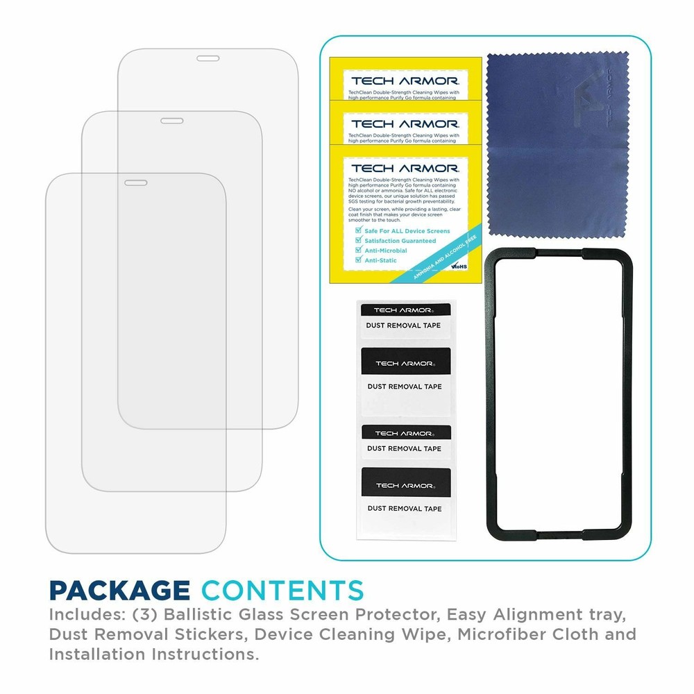Tech Armor Glass Screen Protector for iPhone 12/iPhone 12 Pro (6.1") 3-PACK