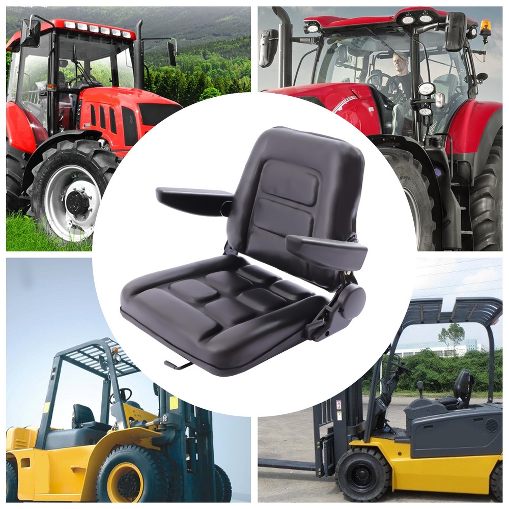 Forklift Seat With Armrest Foldable Tractor Seat With Adjustable Back Angle