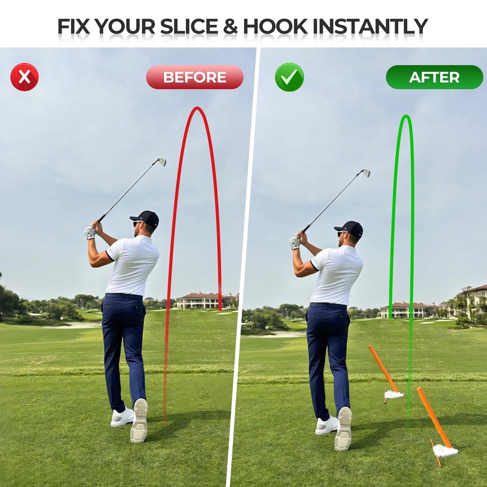Golf Swing Training Aid - Alignment Discs & Rods | Corrects Setup, Posture, S...